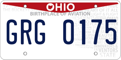 OH license plate GRG0175