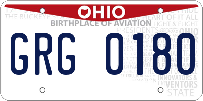 OH license plate GRG0180