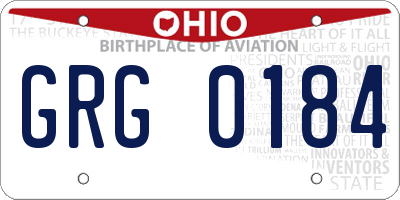 OH license plate GRG0184