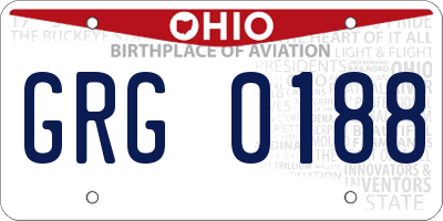 OH license plate GRG0188