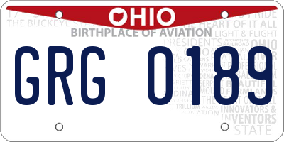 OH license plate GRG0189