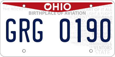 OH license plate GRG0190