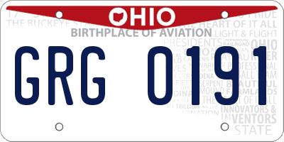 OH license plate GRG0191