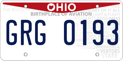 OH license plate GRG0193