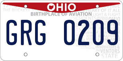 OH license plate GRG0209
