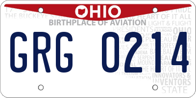 OH license plate GRG0214