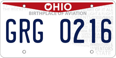 OH license plate GRG0216