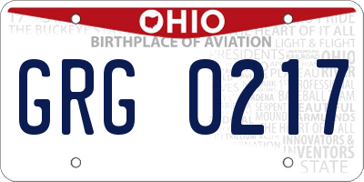 OH license plate GRG0217