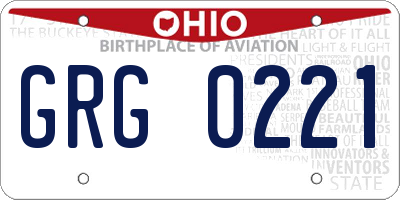 OH license plate GRG0221