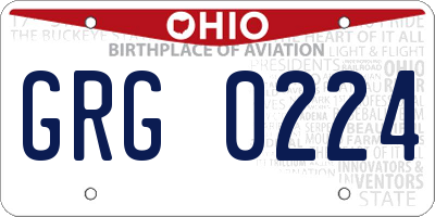 OH license plate GRG0224