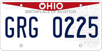 OH license plate GRG0225