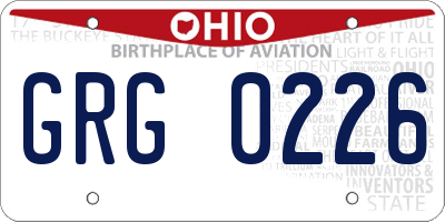 OH license plate GRG0226