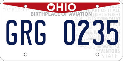 OH license plate GRG0235
