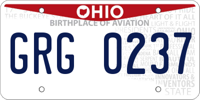 OH license plate GRG0237