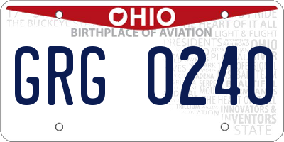 OH license plate GRG0240
