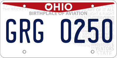 OH license plate GRG0250