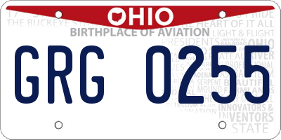 OH license plate GRG0255