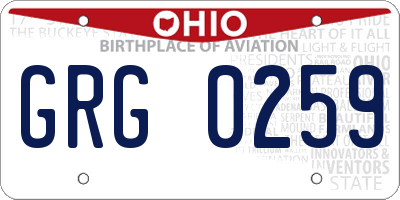 OH license plate GRG0259