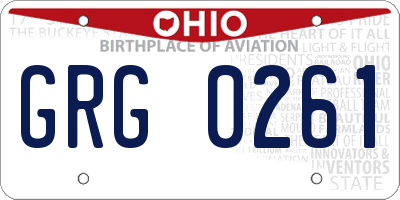 OH license plate GRG0261