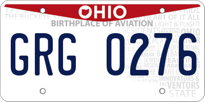 OH license plate GRG0276