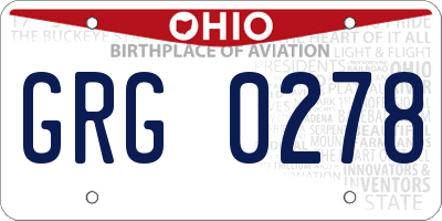 OH license plate GRG0278