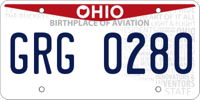 OH license plate GRG0280