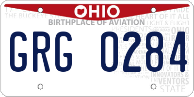 OH license plate GRG0284