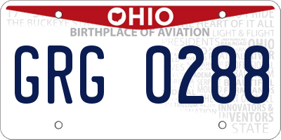OH license plate GRG0288