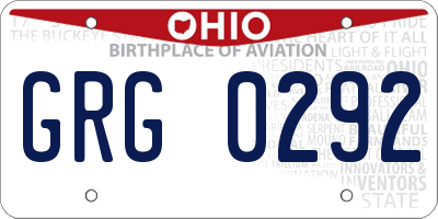 OH license plate GRG0292