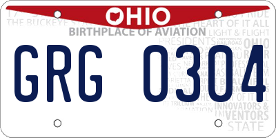OH license plate GRG0304