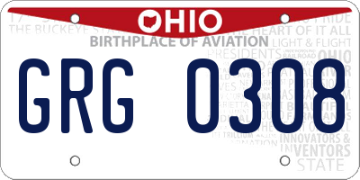 OH license plate GRG0308
