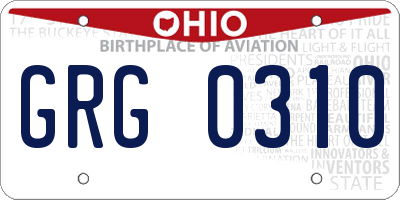 OH license plate GRG0310