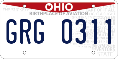 OH license plate GRG0311