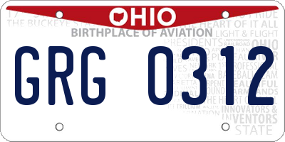 OH license plate GRG0312