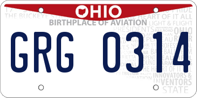 OH license plate GRG0314