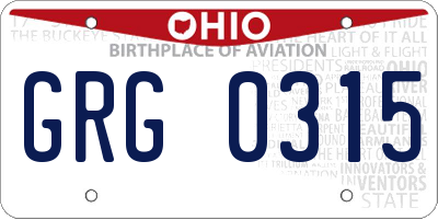 OH license plate GRG0315