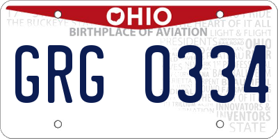 OH license plate GRG0334