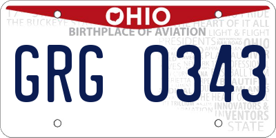 OH license plate GRG0343