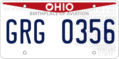 OH license plate GRG0356