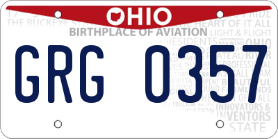 OH license plate GRG0357