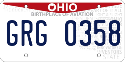 OH license plate GRG0358