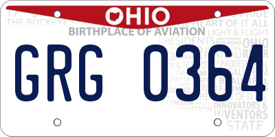OH license plate GRG0364