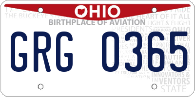 OH license plate GRG0365
