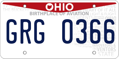 OH license plate GRG0366