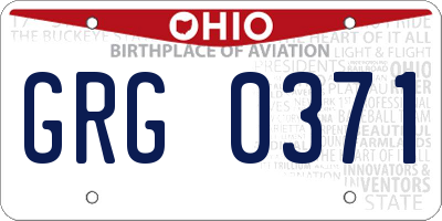 OH license plate GRG0371