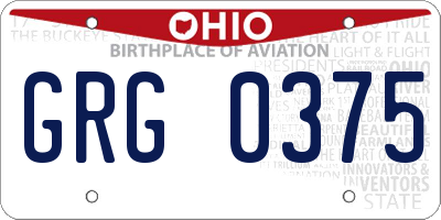 OH license plate GRG0375