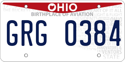 OH license plate GRG0384