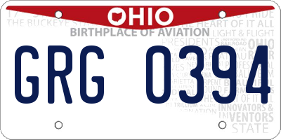OH license plate GRG0394