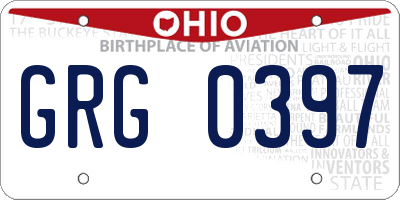 OH license plate GRG0397