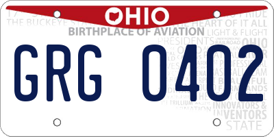 OH license plate GRG0402